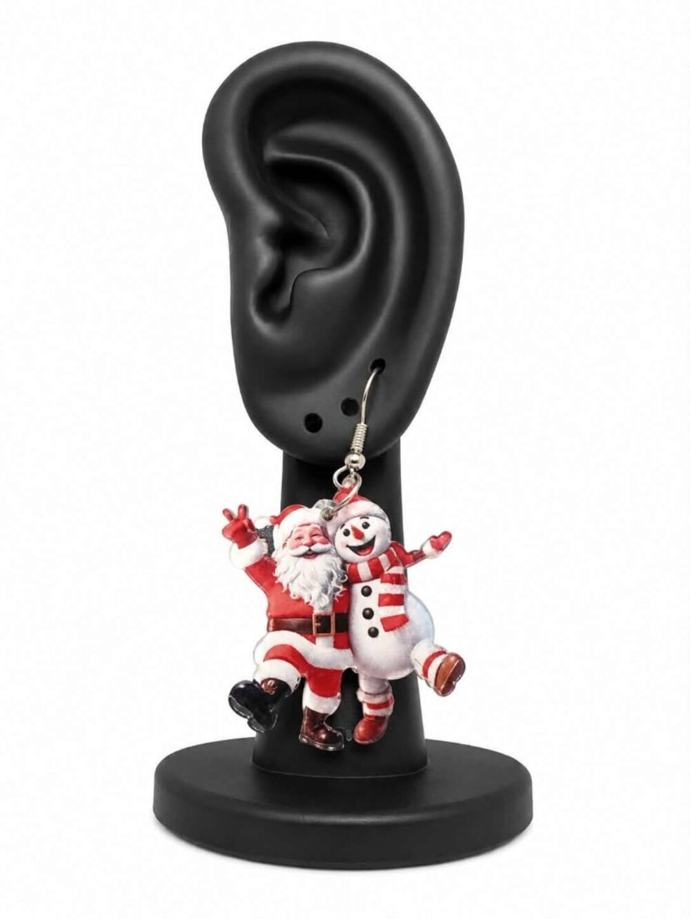 Santa and Snowman Christmas Dangle Earrings